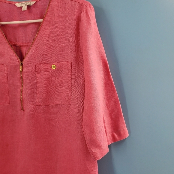 Ellen Tracy hot pink linen top *flaw* - Picture 4 of 13